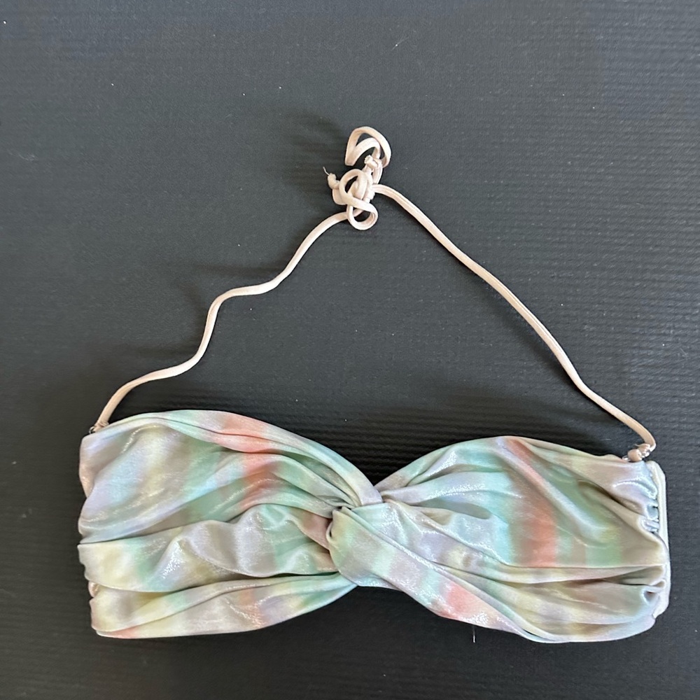 Cali Dreaming Swim Shiny Rainbow Colorful Halter Bikini Top size 3 (Small) EUC - Picture 2 of 8